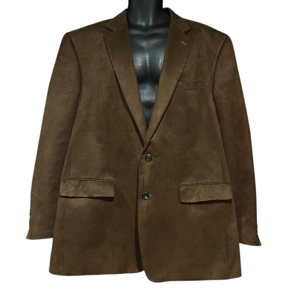 Chaps Brown Micro-Suede Suit Jacket Sports Coat Blazer Men’s 46L